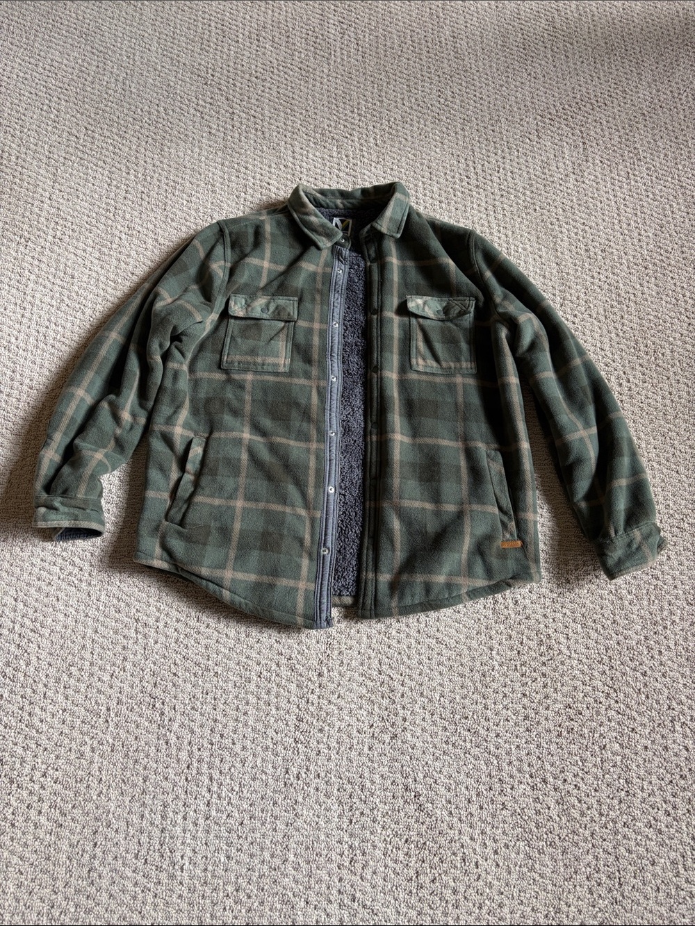 Green Plaid Sherpa-Lined Jacket